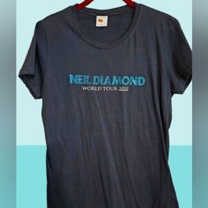 📣 2012 Neil Diamond 💍 Diamond Girl Blinged Out Ladies Concert 🎶 Tshirt Large